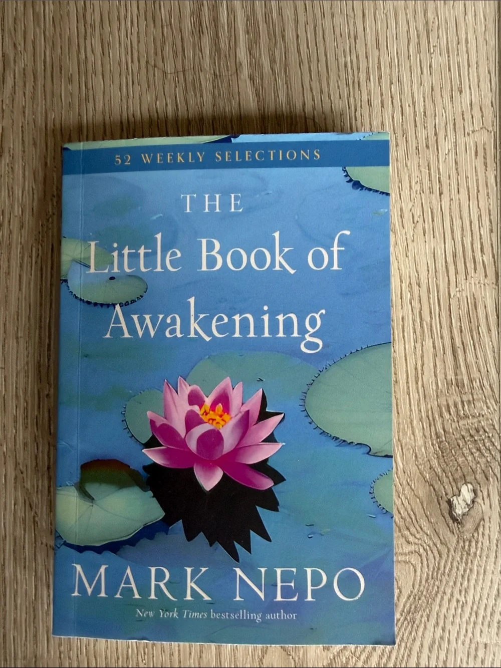 The Little Book of Awakening by Mark Nepo - Blue Cover with Pink Lotus